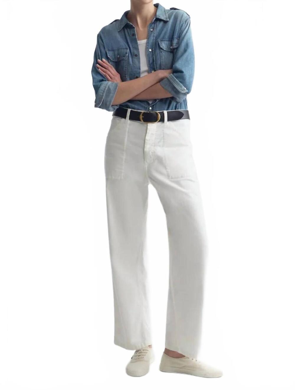 NEW NILI LOTAN women's whitney cotton pants in white